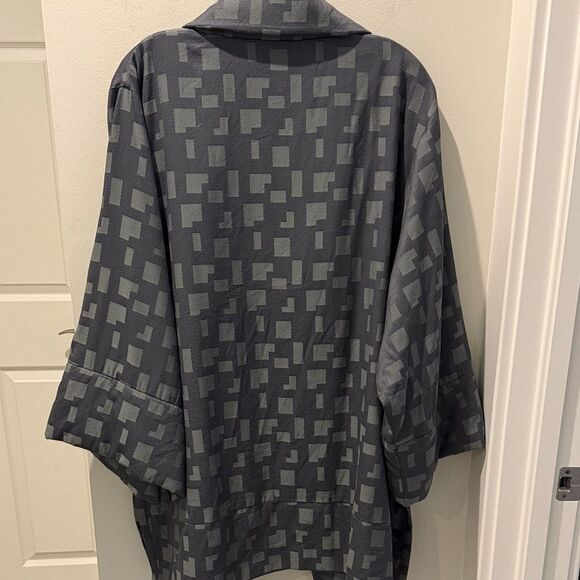 MarlaWynne Gray Artsy Geometric Design Kimono Open Front size XL - Picture 4 of 11